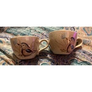 2 Vintage Mid-Century Red Wing Pottery Bob White Quail 2.75" tall teacups